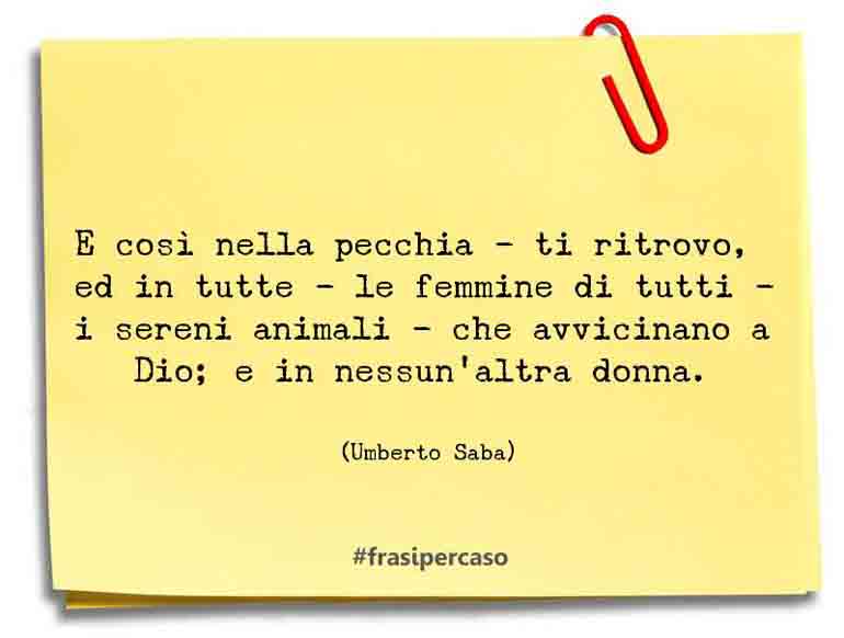 Una citazione di Umberto Saba by FrasiPerCaso.it