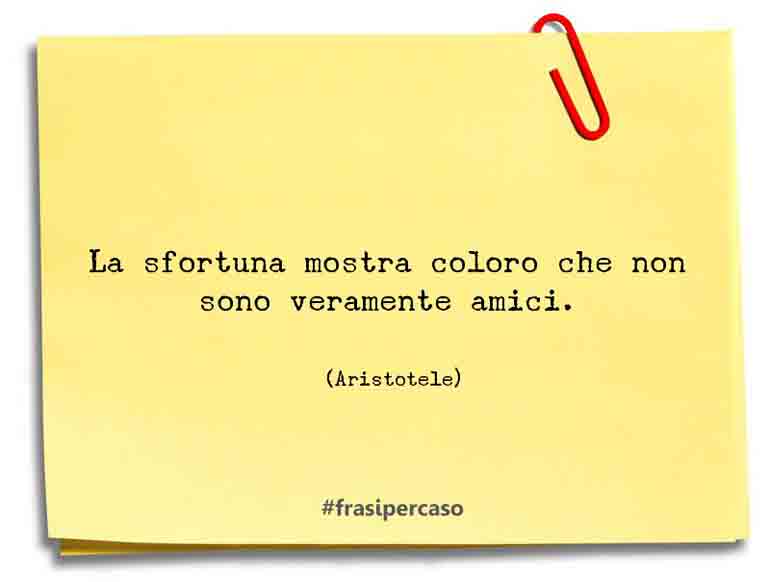 La sfortuna mostra coloro che non sono veramente amici. - Aristotele
